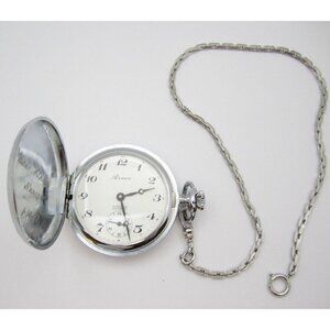 Vtg Arnex 17 Jewel Incabloc Hand Wind Analog 37mm Hunter Pocket Watch (H171)
